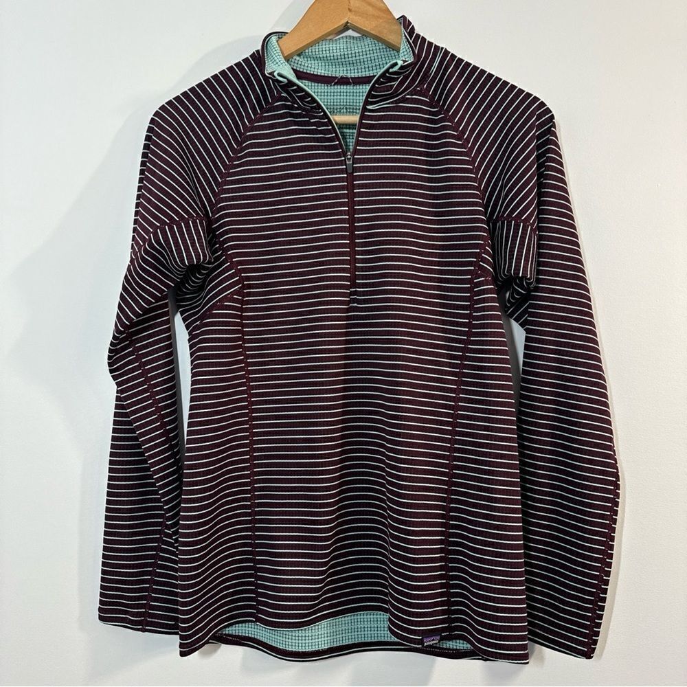 Patagonia Capilene Polartec Baselayer Midweight Pullover Women's Small Striped